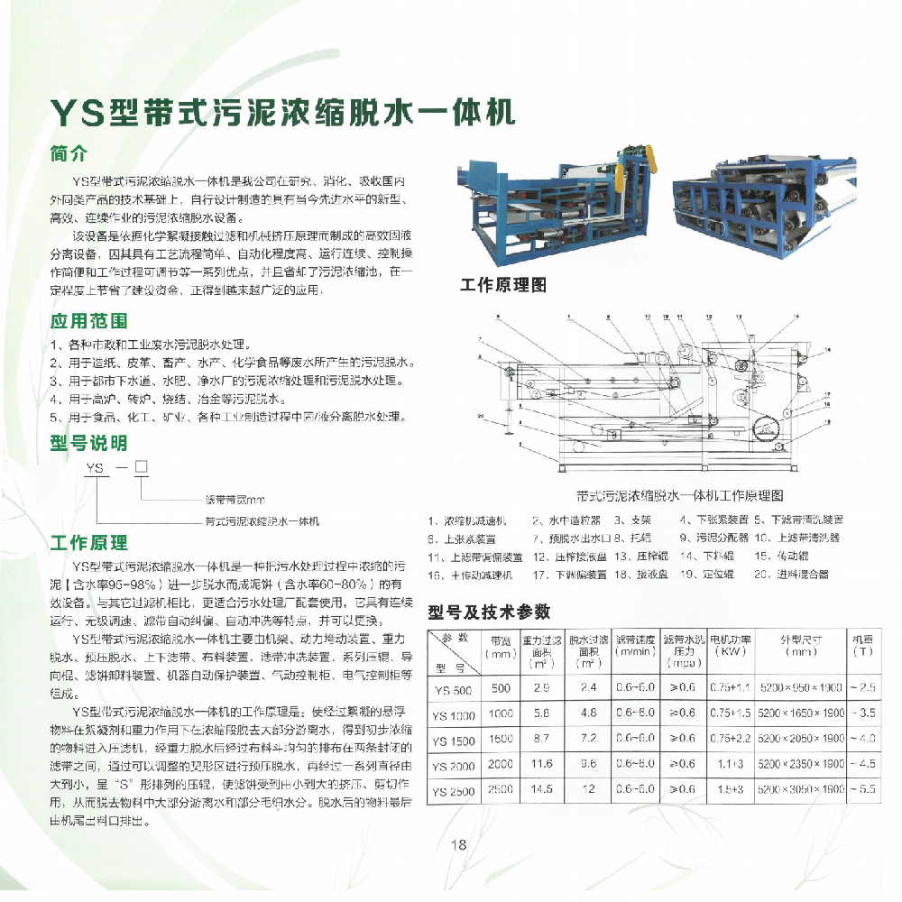 ys型带式污泥浓缩脱水一体机